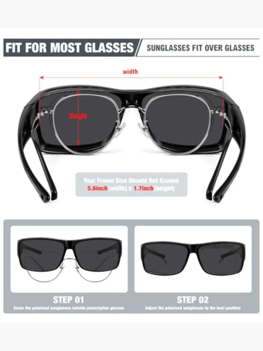 Polarized Fit Over Glasses Wrap Around Sunglasses UV Protection Driving